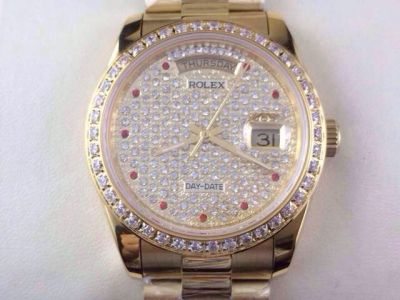 Rolex Day-date Diamonds Dial Watch Yellow Gold / Full Diamonds